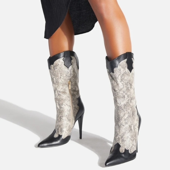 Shoedazzle Mikah Western Stiletto Boots 